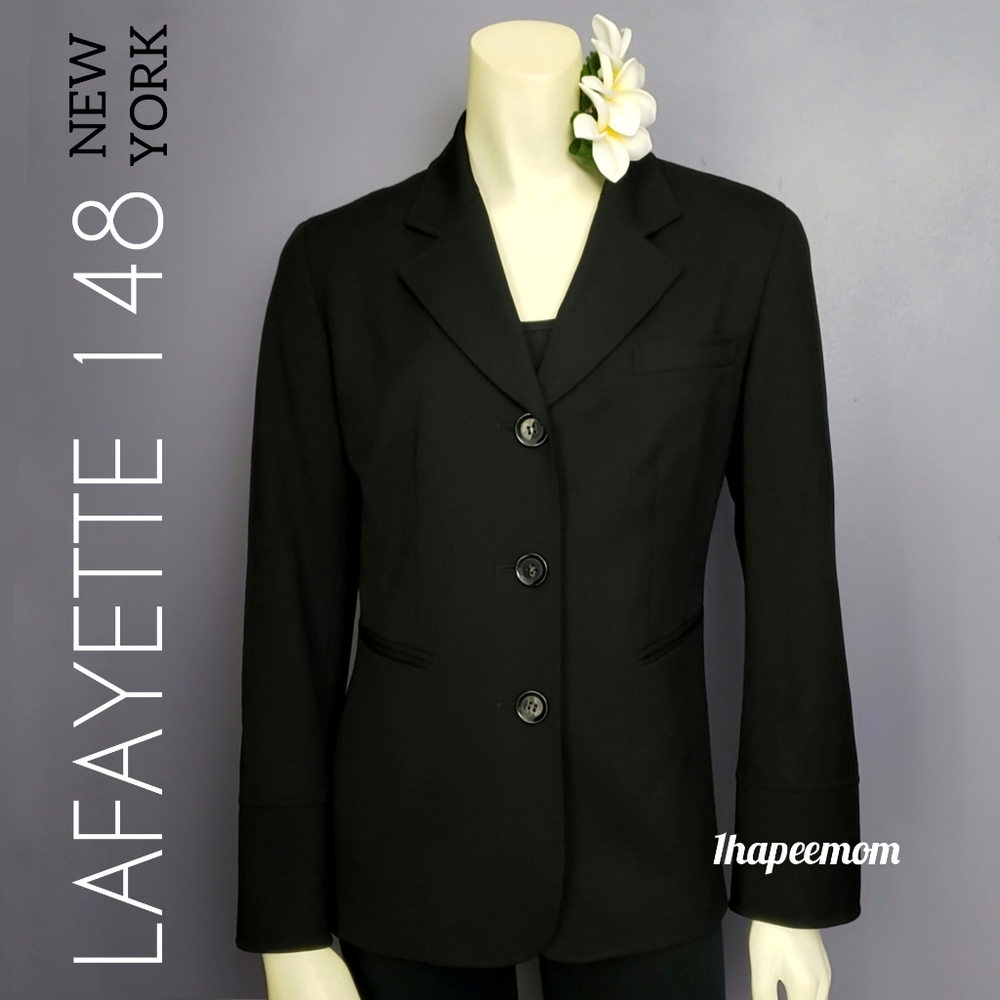Lafayette 148 New York | Wool | Blazer | Black - Picture 8 of 8